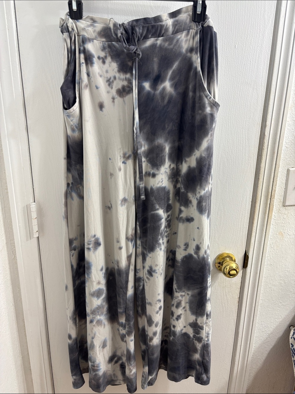 Tie-Dye Wide Leg Lounge Dress - Black & White